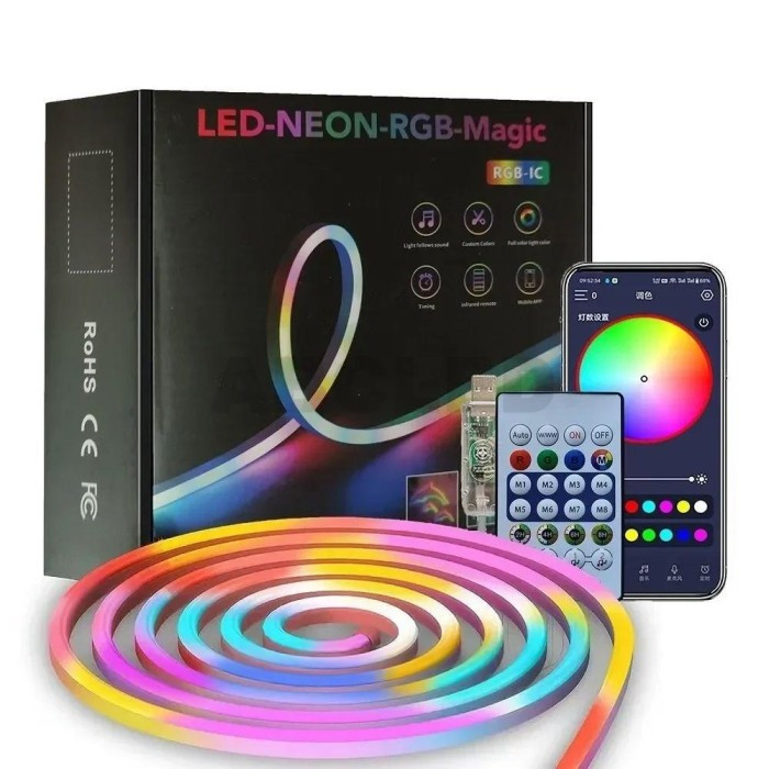 ریسه نئون فلکسی مدل LED-NEON-RGB-IC برنامه پذیر 5 متری